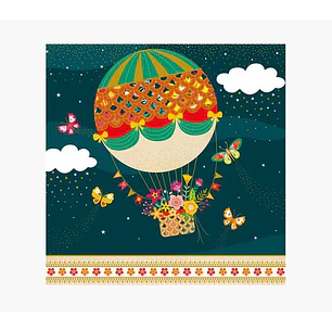Pictura Tarjeta Arabesque - 16x16cm - Tematica Globo Aerostatico - Tarjeta Triptica sin Envoltorio - Incluido Sobre Blanco - Papel con Certificacion F
