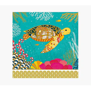 Pictura Tarjeta Arabesque - 16x16cm - Tematica Tortuga - Tarjeta Triptica sin Envoltorio - Incluido Sobre Blanco - Papel con Certificacion FSC