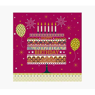 Pictura Tarjeta Arabesque - 16x16cm - Tematica Tarta de Cumpleaños - Tarjeta Triptica sin Envoltorio - Incluye Sobre Blanco - Papel con Certificacion 