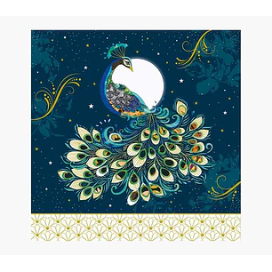 Pictura Tarjeta Arabesque - 16x16cm - Tematica Pavo Real - Tarjeta Triptica - Incluye Sobre Blanco - Papel con Certificacion FSC