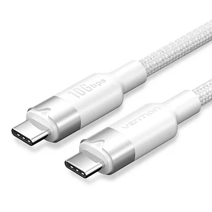 Vention Cable USB-C 3.2 - Potencia hasta 100W - Transmision 4K a 60 Hz - Longitud 0.5m - Recubrimiento de Nailon Trenzado - Velocidad hasta 10Gbps - C