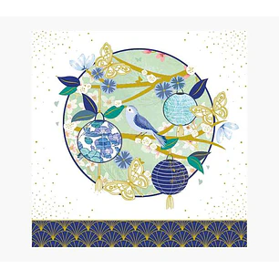 Pictura Tarjeta Arabesque - 16x16cm - Tematica Farolillos - Tarjeta Triptica - Incluye Sobre Blanco - Papel con Certificacion FSC