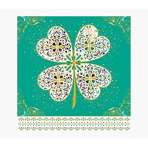 Pictura Tarjeta Arabesque - 16x16cm - Tematica Trebol de Cuatro Hojas - Tarjeta Triptica sin Envoltorio - Incluido Sobre Blanco - Papel con Certificac