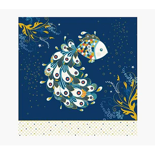 Pictura Tarjeta Arabesque - 16x16cm - Tematica Peces - Tarjeta Triptica sin Envoltorio - Incluido Sobre Blanco - Papel con Certificacion FSC