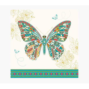 Pictura Tarjeta Arabesque - 16x16cm - Tematica Mariposa - Tarjeta Triptica sin Envoltorio - Incluido Sobre Blanco - Papel con Certificacion FSC