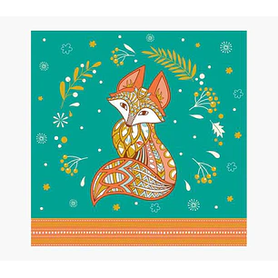 Pictura Tarjeta Arabesque - 16x16cm - Tematica Zorro - Tarjeta Triptica sin Envoltorio - Incluye Sobre Blanco - Papel con Certificacion FSC
