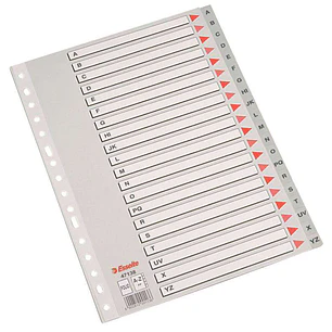 Esselte Indice Abecedario Plastico Caratula Indice A-Z Multitaladro - Tamaño Folio - Cartulina Indice Carton