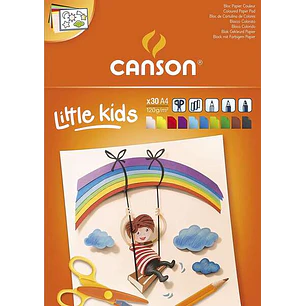 Canson Kids Cartulina Bloc Encolado de 30 Hojas A4 - 21x29.7 - 120g - Colores Surtidos