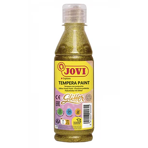 Jovi Glitter Tempera Liquida Base Agua 250ml - Particulas de Purpurina - Excelente Rendimiento - Secado Rapido - Fluidez Optima - Adherencia en Multip
