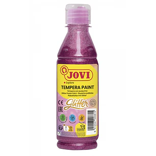 Jovi Glitter Tempera Liquida Base Agua 250ml - Particulas de Purpurina - Excelente Rendimiento - Secado Rapido - Fluidez Optima - Adherencia en Multip