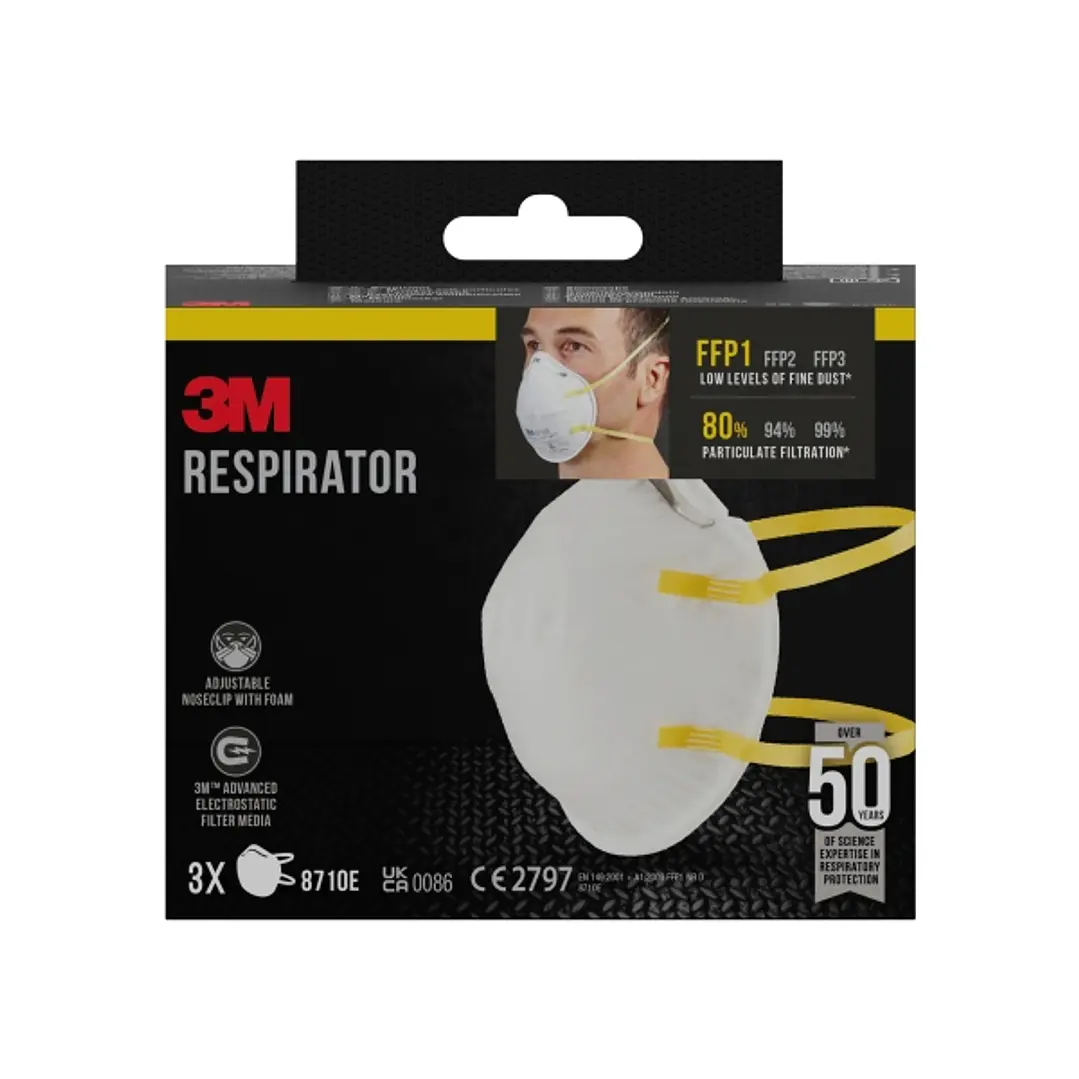 3M Pack de 3 Mascarillas para Particulas FFP1 - Desechable - Sin Valvula - para Niveles Bajos de Particulas - Color Blanco 1