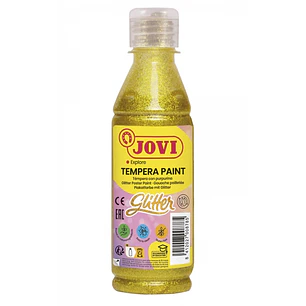 Jovi Glitter Tempera Liquida Base Agua 250ml - Particulas de Purpurina - Excelente Rendimiento - Secado Rapido - Fluidez Optima - Adherencia en Multip