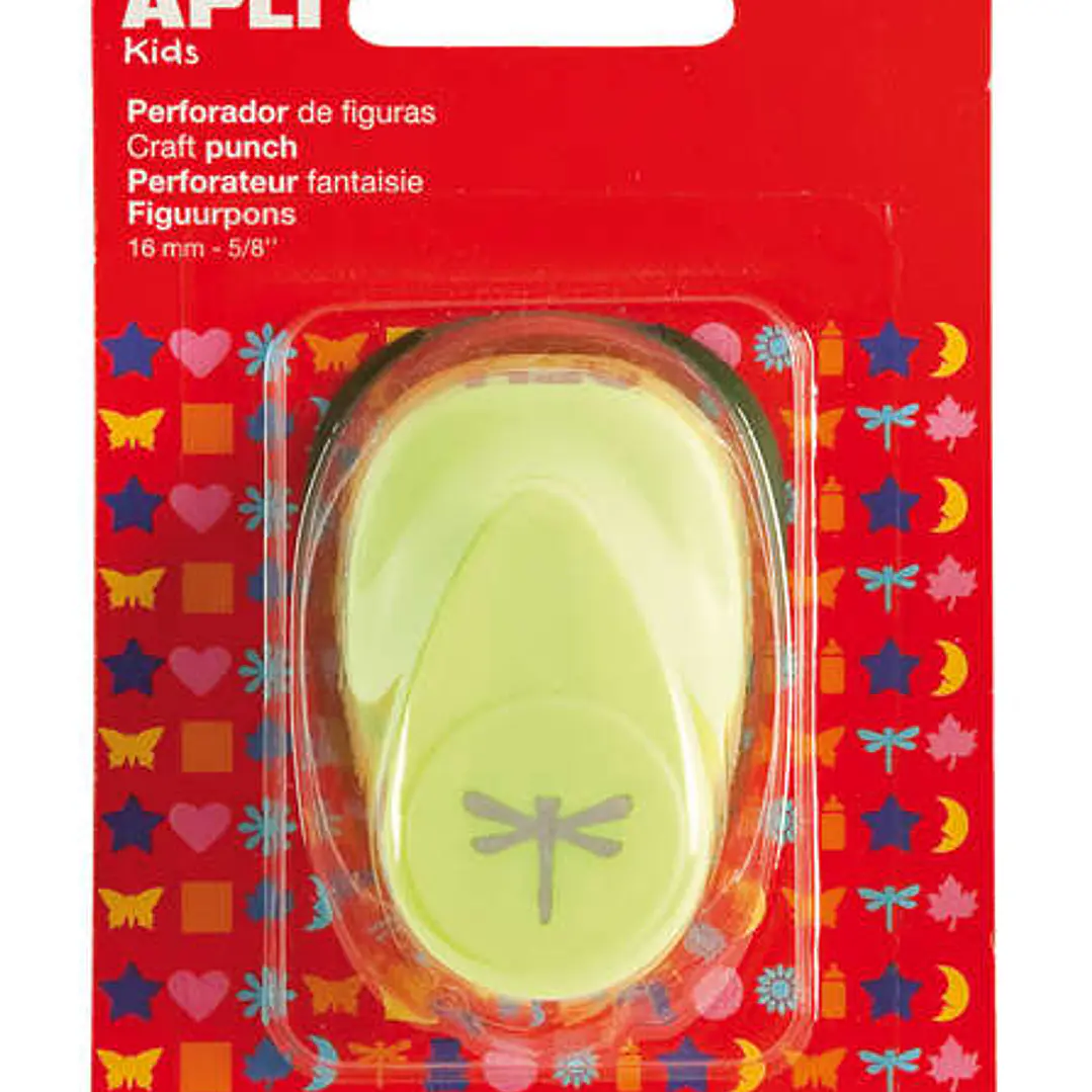 Apli Perforadora de Papel en Forma de Libelula - Tamaño de Figura 16mm - Alta Calidad para Papel, Carton y Cartulina - Deposito de Restos de Papel - D 1