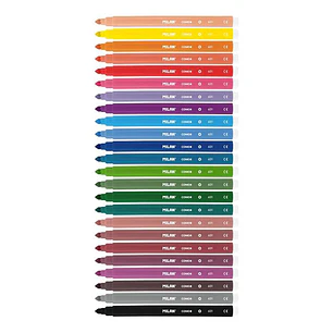 Milan Pack de 24 Rotuladores - Punta Conica 5mm - Tinta al Agua - Lavable - Colores Surtidos