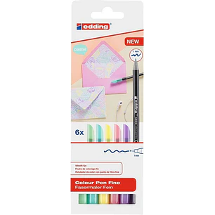 Edding 1200 Pastel Pack de 6 Rotuladores - Punta Redonda - Trazo 1mm - Tinta con Base de Agua - Colores Pastel Surtidos