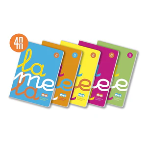 Lamela Pack de 5 Libretas Grapadas con 50 Hojas de 90g/m2 con Margen - Formato A4 - Pauta Cuadrovia de 4mm - Cubierta de Polipropileno Fluorescente - 