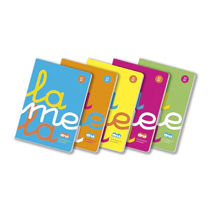 Lamela Pack de 5 Libretas Grapadas con 50 Hojas de 90g/m2 con Margen - Formato A4 - Pauta Cuadrovia de 2.5mm - Cubierta de Polipropileno Fluorescente 