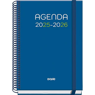 Dohe Logic Agenda Escolar 25/26 Espiral A5 - Dia Pagina - Papel 70g/m2 - 4 Hojas de Pegatinas - Cubierta de Carton Plastificado - Cierre con Goma Elas