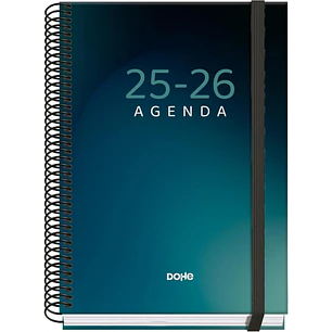 Dohe Boreal Agenda Escolar 25/26 Espiral A5 - Dia Pagina - Papel 70g/m2 - 4 Hojas de Pegatinas - Cubierta de Carton Plastificado - Cierre con Goma Ela