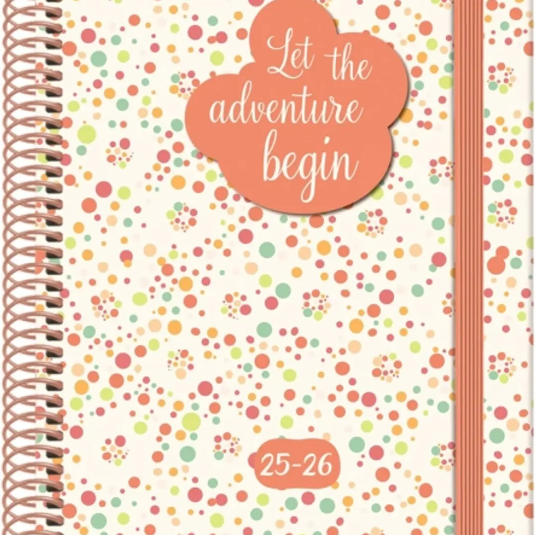 Dohe Bubbles Agenda Escolar 25/26 Espiral A5 - Dia Pagina - Papel 70g/m2 - 4 Hojas de Pegatinas - Cubierta de Carton Plastificado - Cierre con Goma El 1