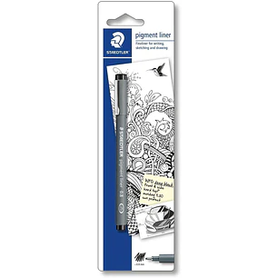 Staedtler Pigment Liner 308 Blister con Rotulador Calibrado - Trazo 0.8mm - Punta Engarzada en Metal - Color Negro