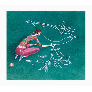 Pictura Gaëlle Boissonnard Tarjeta Doble - Acabado en Barniz de Relieve UV Grueso - Laminado Mate de Tacto Suave - 10.5x21cm - Papel con Certificacion