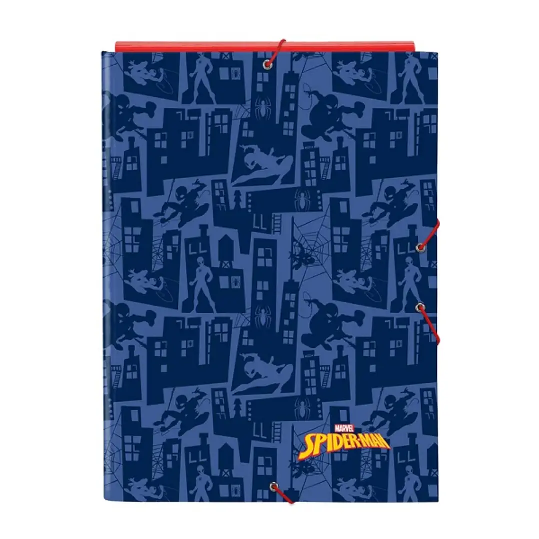 Safta Spider-Man Carpeta con 3 Solapas - Tapas Duras Forradas - Formato Folio - Cierre con Gomas - 260x25x335mm - Color Azul Marino 1
