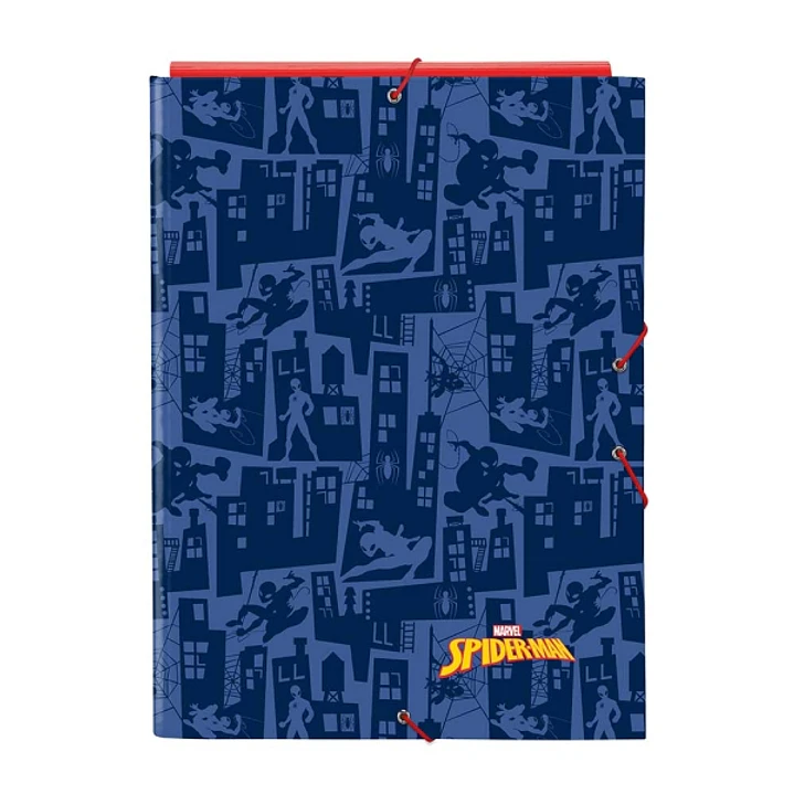 Safta Spider-Man Carpeta con 3 Solapas - Tapas Duras Forradas - Formato Folio - Cierre con Gomas - 260x25x335mm - Color Azul Marino 1