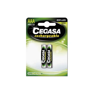 Cegasa Rechargeable Pack de 2 Pilas Recargables AAA HR03 800mAh