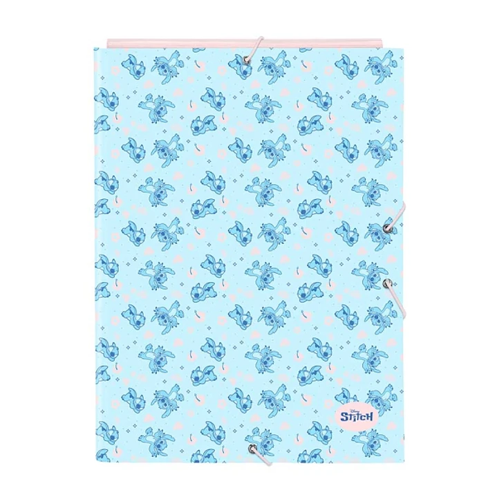 Safta Stitch Ohana Carpeta con 3 Solapas - Tapas Duras Forradas - Formato Folio - Cierre con Gomas - 260x25x335mm - Color Azul Claro 1