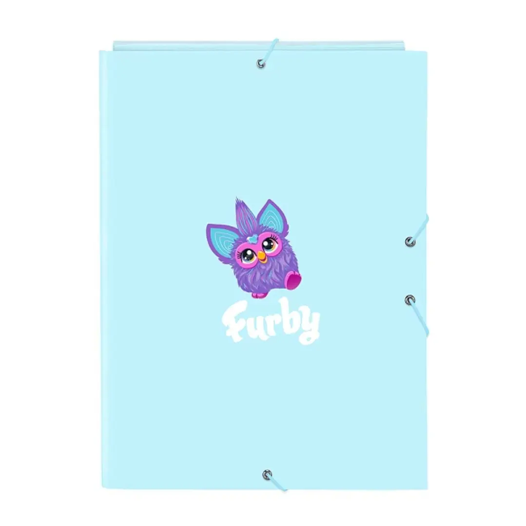 Safta Furby Carpeta con 3 Solapas - Tapas Duras Forradas - Formato Folio - Cierre con Gomas - 260x25x335mm - Color Azul Claro 1