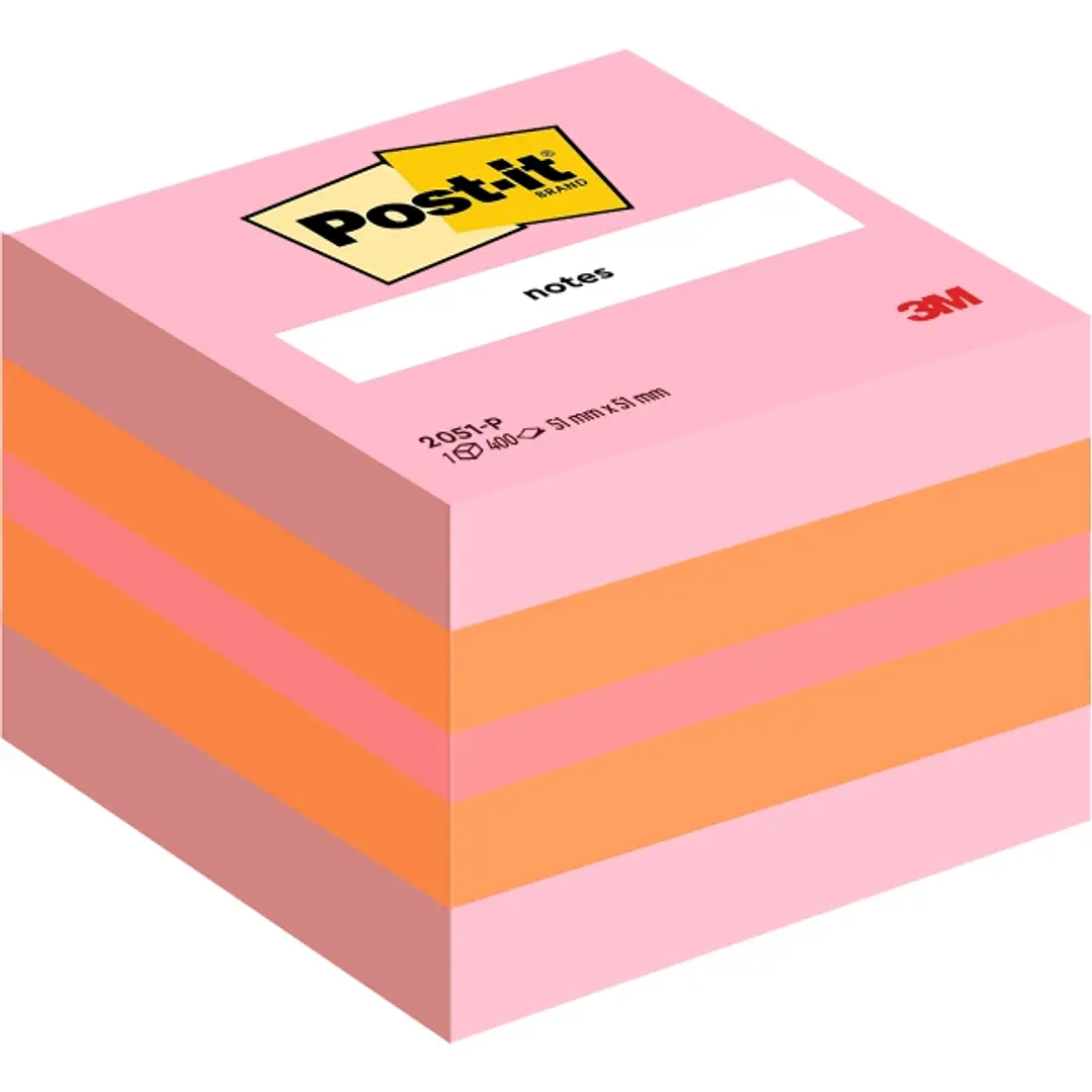 Post-It Cubo de 400 Notas Adhesivas Reposicionables - Forma Cuadrada - 51x51mm - Colores Surtidos 1