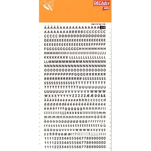 Apli Letras y Numeros Transferibles Super 4mm - 706 Caracteres - Negros Intensos