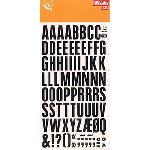 Apli Letras Transferibles Super Negras 24mm - 86 Caracteres - Facil Aplicacion - Gran Calidad - Resistente al Agua - Negro