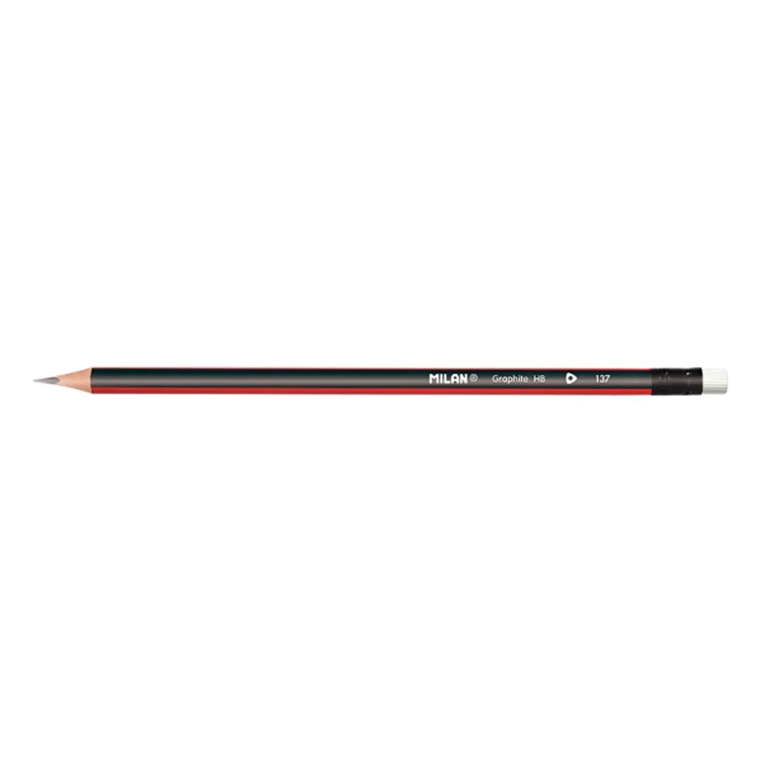 Milan Lapices de Grafito HB - con Goma - Triangular - Color Rojo 1