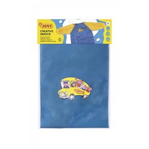 Jovi Delantal Pre-Escolar - Proteccion Contra Manchas - Recomendado de 3 a 5 Años - Puños Elasticos - Color Azul
