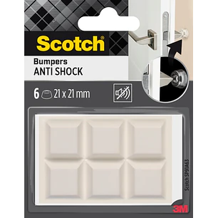 Scotch Pack de 6 Almohadillas Adhesivas Antichoque para Paredes - 21x21mm - Color Blanco