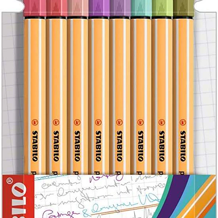 Stabilo Point 88 Pack de 8 Rotuladores de Punta Fina de Fibra - Trazo de 0.4 mm - Tinta con Base de Agua - Colores Surtidos 1