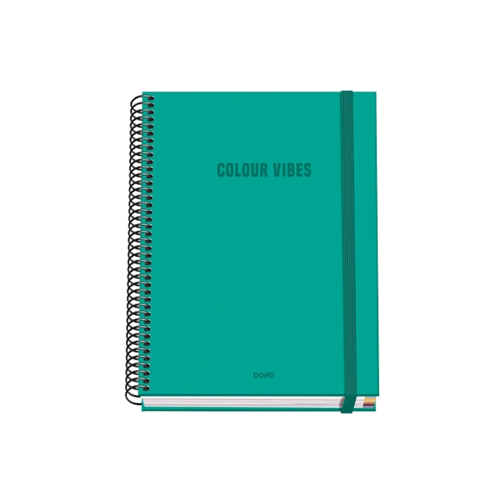 Dohe Colour Vives Cuaderno Espiral A5 100 Hojas Cuadricula 5mm - Tapa Dura Impresa a todo Color y Plastificada en Brillo - Bandas de Color - Cierre de 1