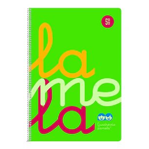 Lamela Cuaderno Espiral con 80 Hojas de 90g/m2 con Margen - Formato Cuarto - Pauta Cuadrovia de 5mm - Cubierta Extra Dura - Papel Offset Blanco Extra 