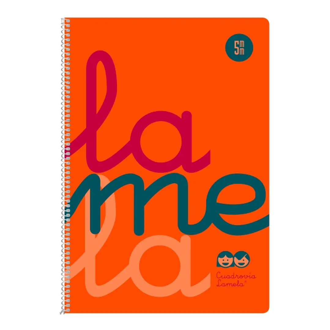 Lamela Cuaderno Espiral con 80 Hojas de 90g/m2 con Margen - Formato Cuarto - Pauta Cuadrovia de 5mm - Cubierta Extra Dura - Papel Offset Blanco Extra  1