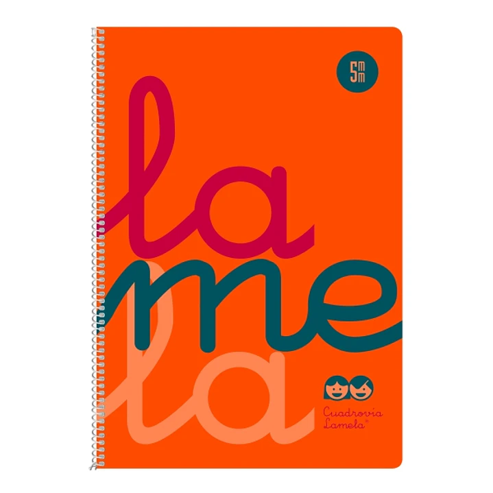 Lamela Cuaderno Espiral con 80 Hojas de 90g/m2 con Margen - Formato Cuarto - Pauta Cuadrovia de 5mm - Cubierta Extra Dura - Papel Offset Blanco Extra  1