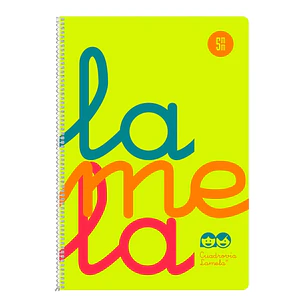 Lamela Cuaderno Espiral con 80 Hojas de 90g/m2 con Margen - Formato Cuarto - Pauta Cuadrovia de 5mm - Cubierta Extra Dura - Papel Offset Blanco Extra 