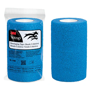 3M Vetrap Venda Cohesiva - 10cm x 4.5m - Flexible - Transpirable - Autoadhesiva - Color Azul