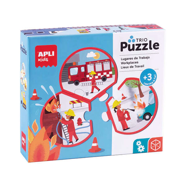 Apli Puzle Trio de Asociacion Profesiones - 24 Piezas Redondeadas de Ø 9 cm - 8 Puzles Distintos de 3 Piezas - Potencia Vision Espacial y Psicomotrici 1