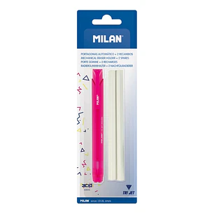Milan Tri Jet Acid Portagomas Automatico - Triangular - 2 Gomas de Recambio - Colores Surtidos Aleatorios
