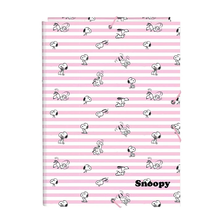 Safta Snoopy Carpeta de 3 Solapas - Formato Folio - Cierre con Gomas Elasticas - Tapas Duras Forradas - 26x33.5x2.5cm - Color Rosa 1