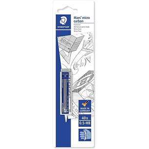 Staedtler Micro Carbon 255 Dispensador de Minas con 40 Minas - Mina HB de 0.5mm - Rellena las Minas Individualmente - Resistencia a la Rotura - 90% Pr