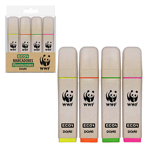 Dohe Pack de 4 Rotuladores Fluorescentes ECO - Punta Biselada - Trazo 1-5mm - Tinta con Base de Agua - Colores Surtidos