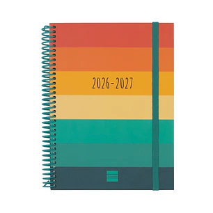 Finocam Diva Agenda Escolar 26/27 - Semana Vista Horizontal - Formato 4º - 155x212mm - Tapas de Carton Forrado - Papel de 80g/m2 - Espiral de Plastico